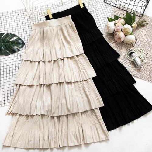 High Waist Women Skirt Versatile Pettiskirt Long Skirts For Women Layer Layer Cake Skirt Half Skirt Women