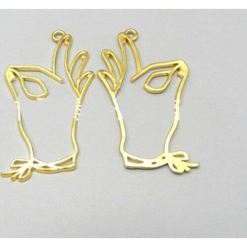 10 pcs hand shape Metal Frame Pendant Gold Charm Bezel Setting Cabochon Setting UV Resin Charm Jewelry Making tools