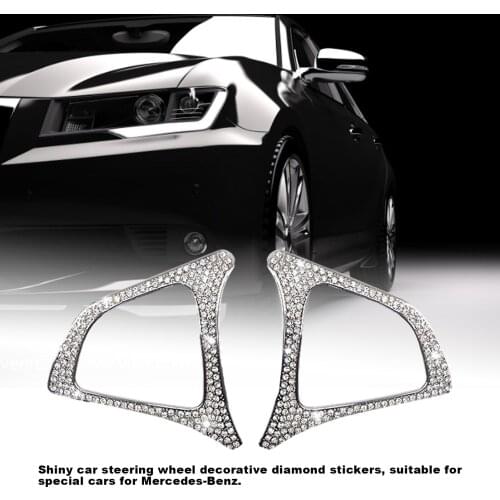 2Pcs Car Steering Wheel Button Frame Diamond Sticker Cover Car Interior Decoration For Mercedes-Benz C-class E-class GLC GLE GLS