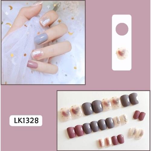 24pcs Artificial Nails With Designs Nail Art Stickers Decoration Long Lasting Reusable Nail Tips Decals Fake Nails For Women DL