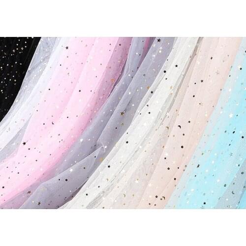 3Y/lot 7Colours sequins lace fabric Star pattern mesh fabric for night dress clothing decoration DIY material