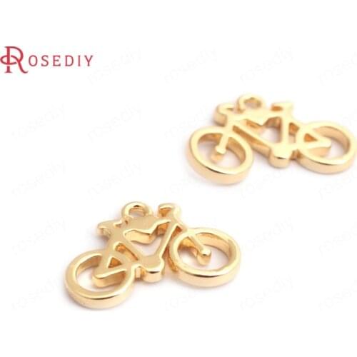 35181)10PCS 13x9MM 24K Gold Color Brass Small Bicycle Charms Pendants High Quality Diy Jewelry Findings Accessories