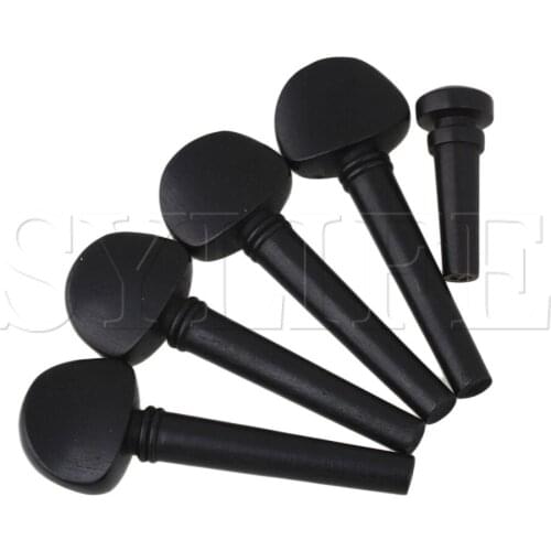 4/4 Violin Ebony Parts Pegs, Endpin W/ Pearl Shell Set