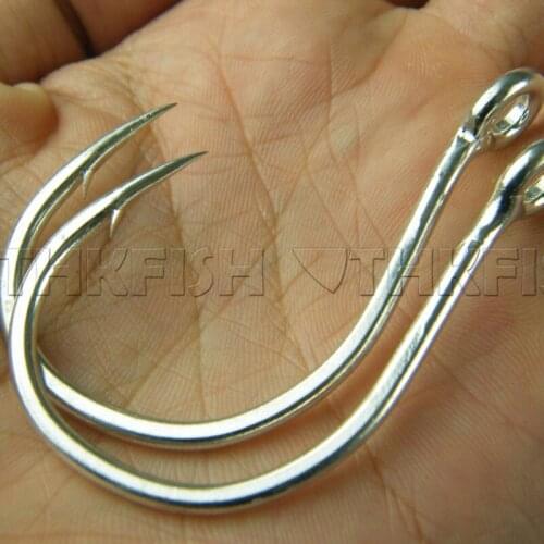 4Pcs/lot #9/0 Style 9985 131kg Silver Big Eye Saltwater Jigging Sea Fishing Hooks Fishhook Crank hook Barbed jig fishhook Tackle