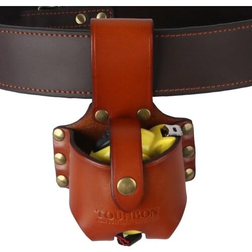 Tourbon Genuine Leather Large Tape Measure Holder Tool Holster Pouch w/ Easy Belt Loop for Carpenters Electricians