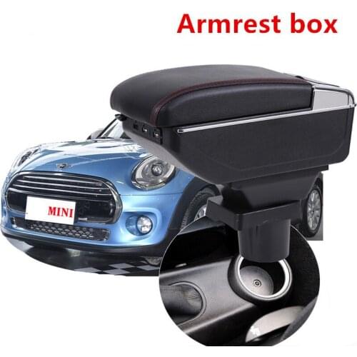 BIGGEST SPACE+LUXURY+USB Car armrest box central Storage content box with cup holder USB FIT FOR MINI COUPE COOPER