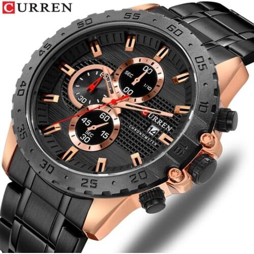 CURREN Brand Men Watch Fashion Business Quartz Wrist Watches Stainless Steel Chronograph Male Clock Date Relogio Masculino