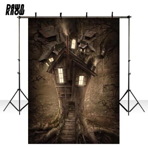 DAWNKNOW Horror House Tree Vinyl Photography Background Kids Birthday Party Cartoon Backdrops Children Photo Studio lv2719