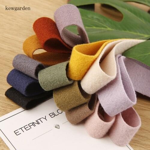 Kewgarden 2" 1" 50mm 25mm 10mm Plush Hairy Wool Fabric Ribbon DIY Bowknot Hair Accessories Handmade Tape Webbing 10 Yards