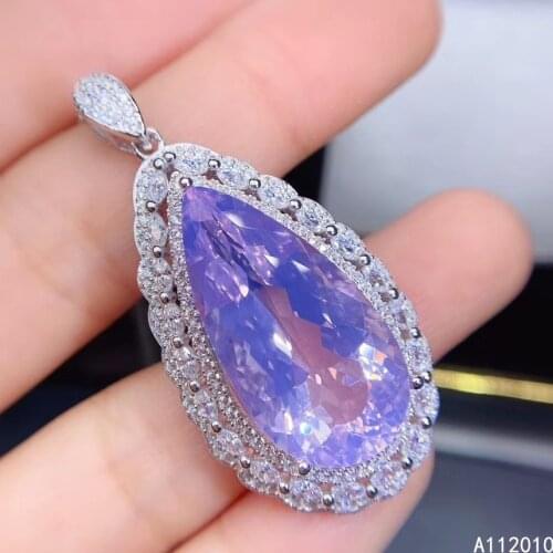 KJJEAXCMY Fine Jewelry 925 Sterling Silver inlaid natural gemstone Amethyst Female Pendant Necklace vintage hot selling