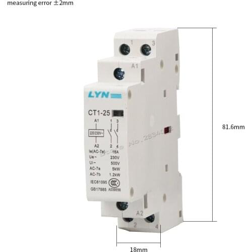 2P AC Contactor 16A household 35mm din rail CT1-25 220V 230V 110V 24V 2NO 2NC 1NO1NC 50/60Hz