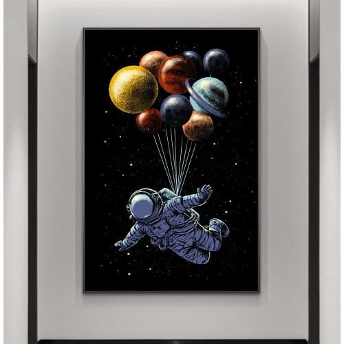 Space Traveler Cartoon Art Canvas Posters And Prints Abstract Astronaut Canvas Paintings On the Wall Art Pictures For Kids Room
