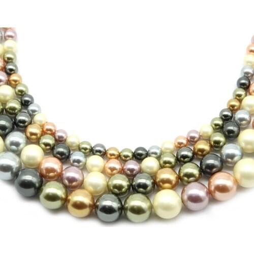 Black White Yellow Gold Shell Pearls Beads Natural Shell Round Loose Spacer Beads for Jewelry Making DIY Earrings Bracelet 15