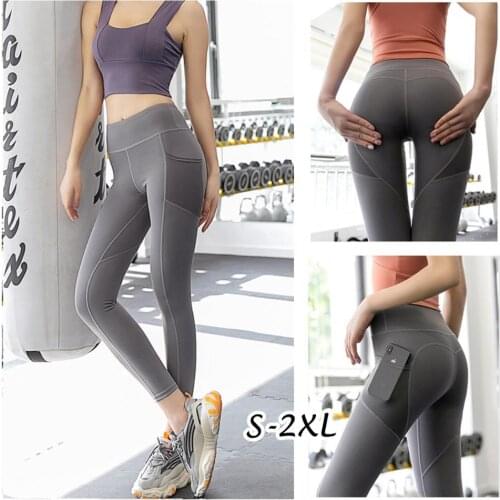 Workout Leggings Sport Women Fitness Hip-lift Yoga Pants High Waist Gym Clothing Heart Hip Line Yoga Leggings with Mesh Pocket