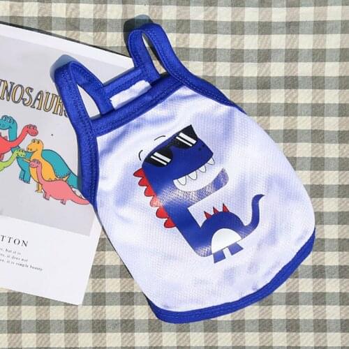 Cartoon Dinosaur Pattern Summer Pet Clothing for Cats Cool Dog Clothes for Small Dogs Chihuahua Dog Vest Puppy Summer Clothes