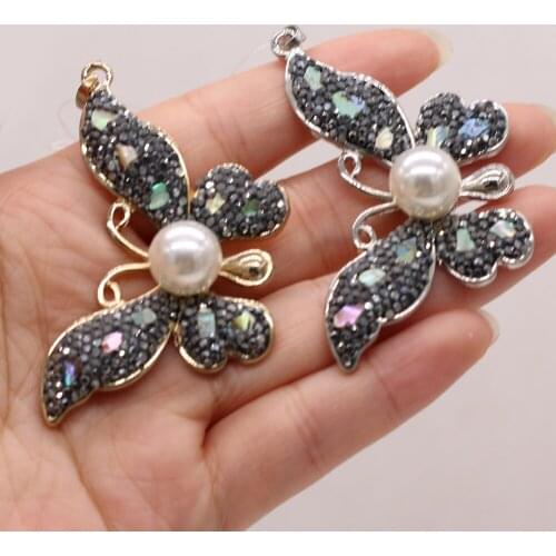Hot Sale Natural Stone Pendant Butterfly-Shaped Pearl Pendant For Jewelry Making DIY Necklace Bracelet Earrings Accessory