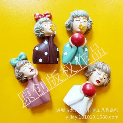 3d Cute Magnets for Crafts Nordic Light Luxury Modern Bubble Girl Home Decoration Accessories Lovely Birthday Gift Ideas
