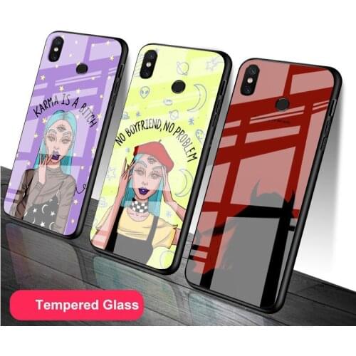 Lovely Devil Woman Sexy Girl DIY Tempered Glass Phone Case for Redmi 7A 8 9 NOTE 9 8 7 6 Pro Luxury printed cover shell