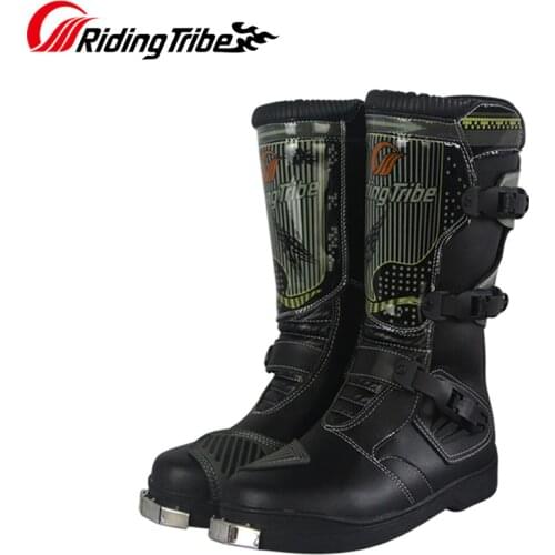 Riding Tribe Mens Motorcycle Riding Boots Mid-Calf Protective Gears Non-slip Moto Motorbike Race Shoes Adventure Boot B1007