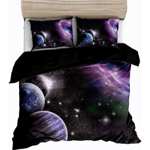 Space Cross Border Three Piece 3D Digital Printing Set Home Textile Quilt Cover Can Be Customized
