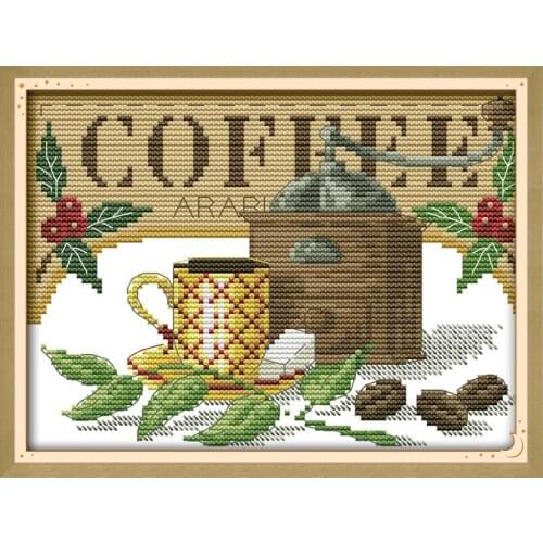 The tea artistic conception cross stitch kit DMC color thread 14ct 11ct print canvas stitches embroidery DIY handmade needlework