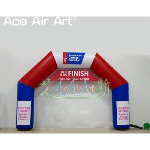 Custom 20ft inflatable finish arch with slogan of against breast cancer for cancer society