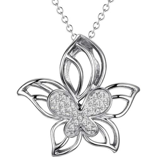 Wholesale Charm Silver Color Pendants For Women Jewelry Necklace Lady Fashion Jewelry Pendant Bright Flower AN004/aqaajhha