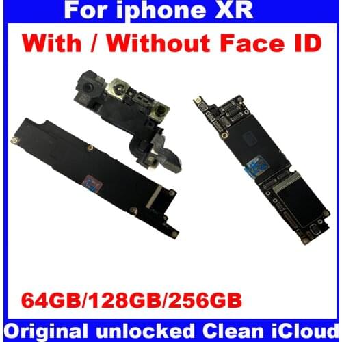 Original unlocked motherboard for iphone XR 64GB 128GB 256GB Clean iCloud mainboard with / without Face ID IOS logic board plate