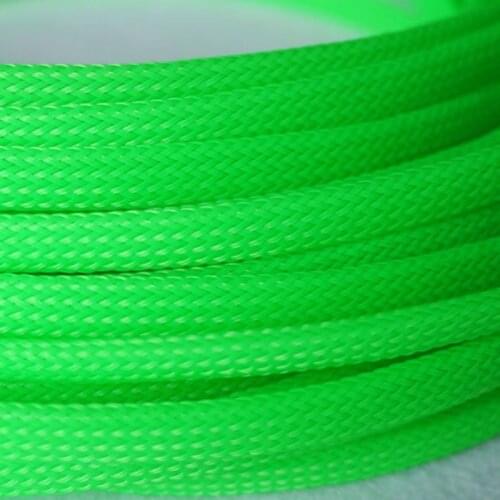 1-10M 3-40mm Fluorescent green Cable Sleeves Snakeskin Mesh Wire PET Expandable Insulation Sheathing Braided Pipe Protect