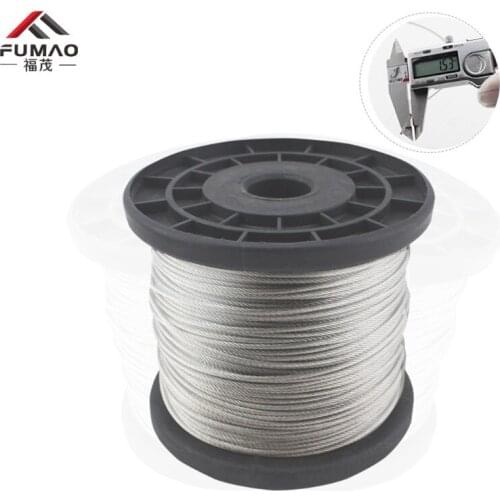 100M Length 304 Stainless Steel, 7X7 Structure 1.5mm Diameter Wire Rope for Fence, Railing,Decking, DIY Balustrade