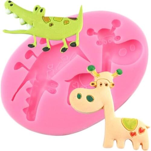 Giraffe Silicone Molds Crocodile Chocolate Cupcake Topper Fondant Cake Decorating Tools Baby Birthday Candy Polymer Clay Moulds