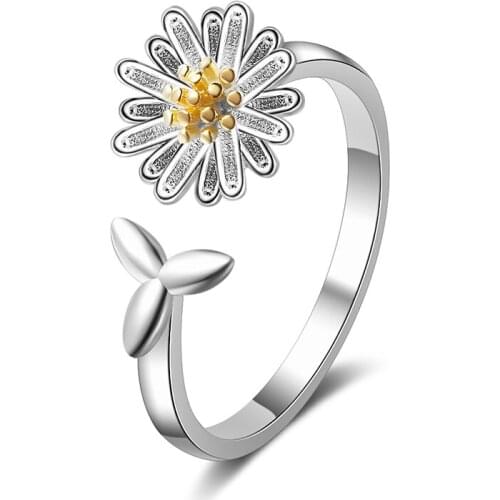 Cute Romantic Small Daisy Flower Rings For Women Fresh Simple Opening Ring Band Lovely Gifts For Friend Instagram Hot Ring Gifts