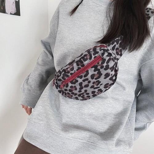 Leopard Print Chest Bag For Women Belt Phone Pouch Casual Canvas Waist Bag Designer Crossbody Pouch Vintage Female Clutches Bags