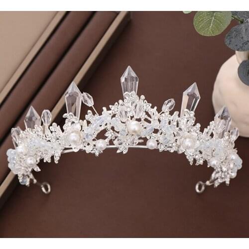 Wedding Hair Accessories Handmade Bridal Tiaras Crown Gold Silver Color Diadem Pearl Crystal Fashion Hair Jewelry Queen Princess