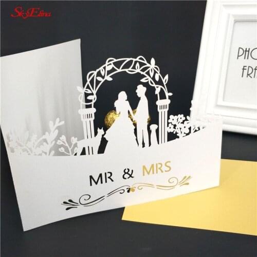 10/30pcs Bride And Groom Laser Cut Wedding Invitations Card Love Heart Greeting Card Valentines Day Wedding Party Decoration 5z