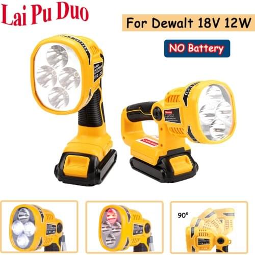 12W LED Lamp Flashlight For Dewalt 18V DCB140 DCB200(NO Battery,NO Charger)Lithium Battery USB Outdoor Tools Work Light