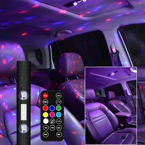 LED RGB Foot Lights Car Atmosphere Lamp Wireless Lamp Roof Star Light Automotive Interior Ambient Decorative Lights USB Charging