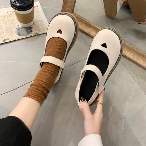 New Japanese Jk Uniform Student Mary Jane Lolita Shoes Thick Bottom Lolita Big Head Spring Mid Heel Velcro Women Platform Flats