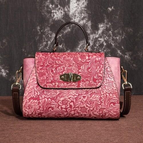 YourSeason Ladies Versatile Genuine Leather Vintage Handbag 2021 Handmade Women Shoulder Embossed Bags First Layer Cowhide