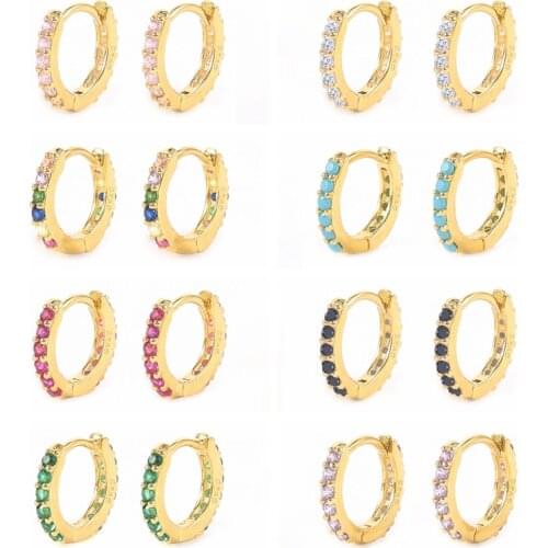 Aide 100% Real 925 Sterling Silver Colorful Mini Hoops Huggies Loops Clips Earring For Women Rock Punk Jewelry Accessory Making