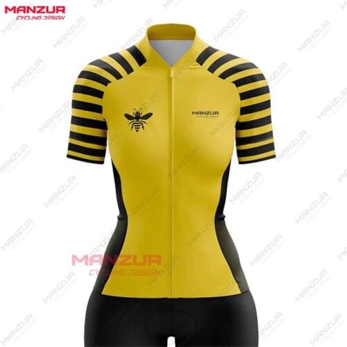 MANZUR MANZUR Short Sleeve Cycling Set Womens All-in-One Summer Triathlon Bike Running Sexy Shorts Ciclismo Feminino Sweatshirt