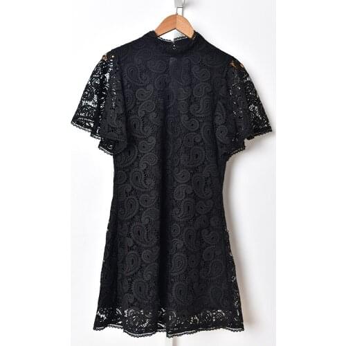 Women Dress 2020 Autumn and Winter New Style Black Embroidery Hollow Lace Dress Women