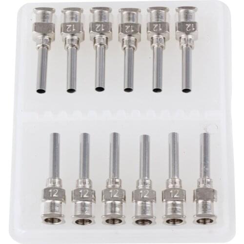 1/2 Inch Silver Stainless Steel 12Ga Connector Adhesive Glue Tip Dispensing Needles Pack of 12