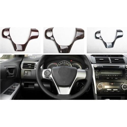 1pc ABS carbon fiber grain or wooden grain steering wheel decoration cover for 2012-2017 Toyota camry MK7 sport