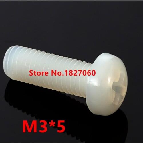 1000pcs M3*5 Plastic Nylon Round Pan Phillips Head Machine Screw Bolts M3 Hex Nuts