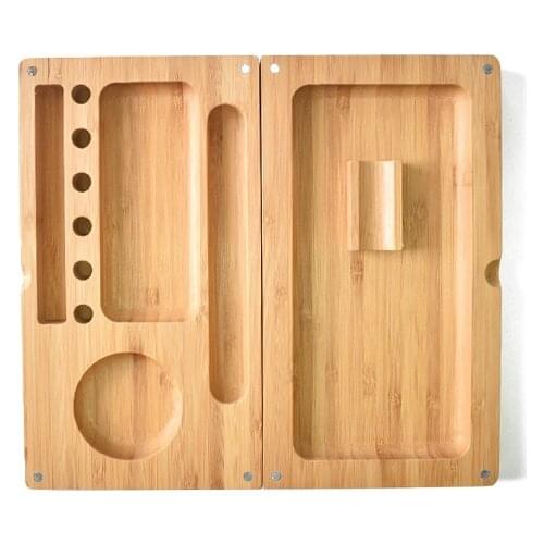 120*130mm Bamboo Wooden Folding Magnetic Weed Herb Tobacco Joint Smoking Table Paper Rolling Trays
