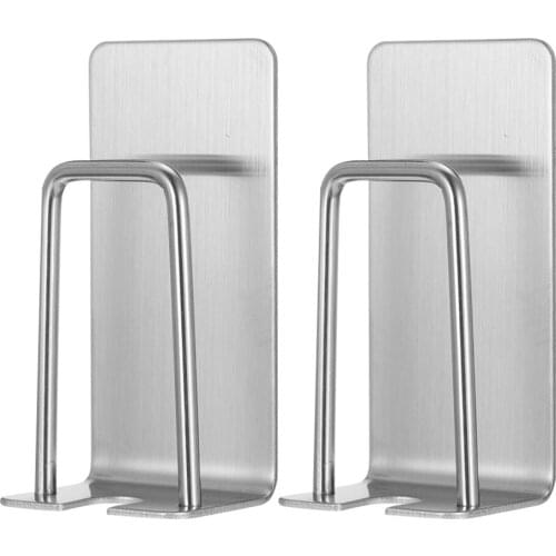 2pcs Stainless Steel Toothbrush Holder Wall Mounted Self Adhesive Toothbrush Rack Bathroom Organizer Accessories Tools