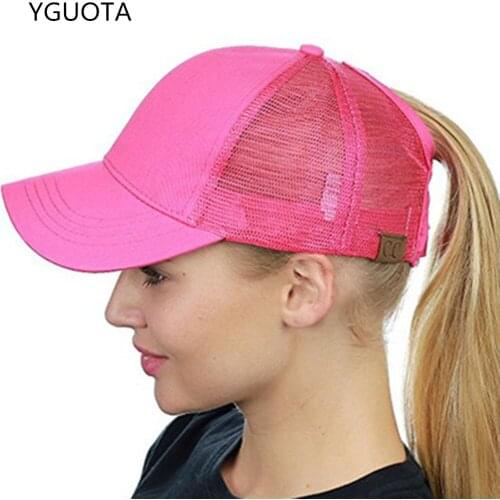2021 Europe And The United States The New Fashion Leisure Ms Duck Tongue Mesh Hat Shading Horsetail Baseball Hat And Cap