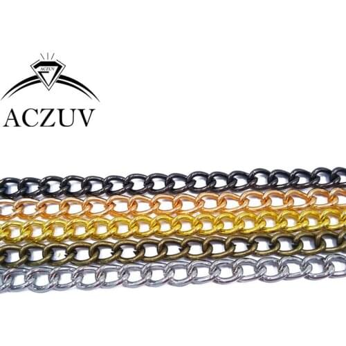 50m 5mm Rhodium Gold Gunmetal Antique Bronze Metal Curb Chains Findings Jewelry Necklaces Purse Chain and Cothing Accessories