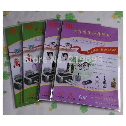 A4 inkjet water slide transfer printing paper 40 clear+40 white per lot paper for print nail sliders